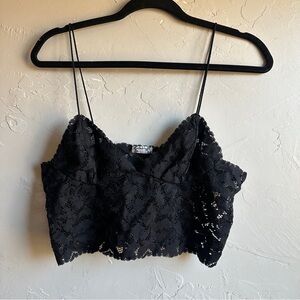 Free People Black Lace Cropped Cami
